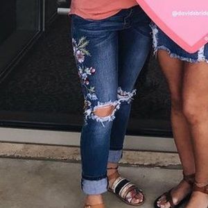 skinny jeans with floral design